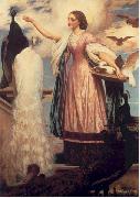 Lord Frederic Leighton A Girl Feeding Peacocks Spain oil painting artist